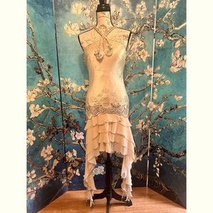 Sue Wong Cream and Silver High-Low Dress